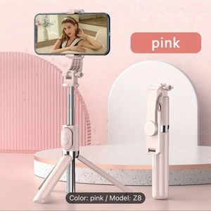 Portable Selfie Stick Phone Tripod, Light Rosy Selfie Stick ForSmartphone